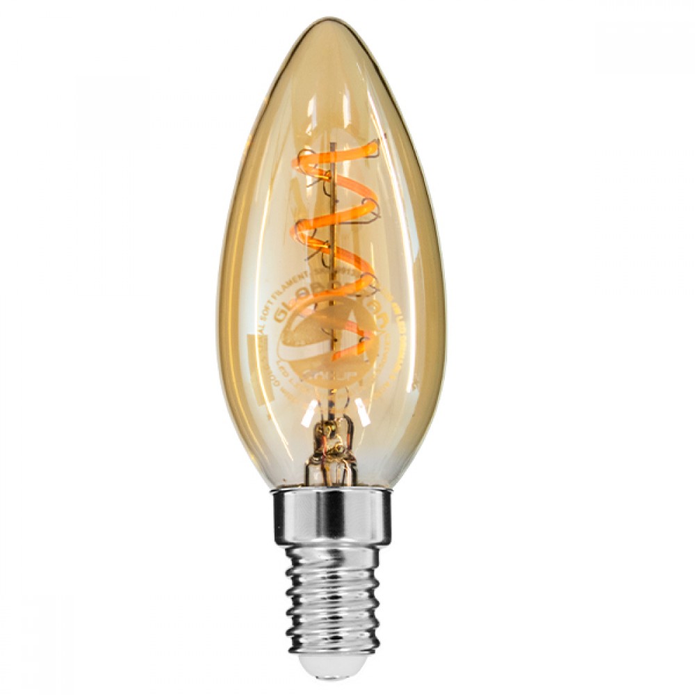 GloboStar® 99133 Λάμπα E14 C35 Κεράκι LED SOFT SPIRAL FILAMENT 4W 320 lm 320° AC 85-265V Edison Retro με Μελί Γυαλί Ultra Θερμό Λευκό 2200 K Dimmable - 99133 GloboStar® 99133 Λάμπα E14 C35 Κεράκι LED SOFT SPIRAL FILAMENT 4W 320 lm 320° AC 85-265V Edison Retro με Μελί Γυαλί Ultra Θερμό Λευκό 2200 K Dimmable