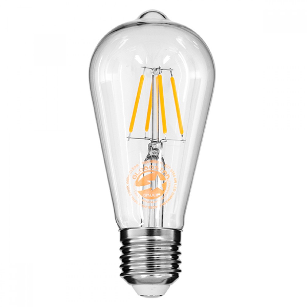 GloboStar® 99015 Λάμπα E27 ST64 Αχλάδι LED FILAMENT 4W 440 lm 320° AC 85-265V Edison Retro με Διάφανο Γυαλί Θερμό Λευκό 2700 K Dimmable - 99015 GloboStar® 99015 Λάμπα E27 ST64 Αχλάδι LED FILAMENT 4W 440 lm 320° AC 85-265V Edison Retro με Διάφανο Γυαλί Θερμό Λευκό 2700 K Dimmable