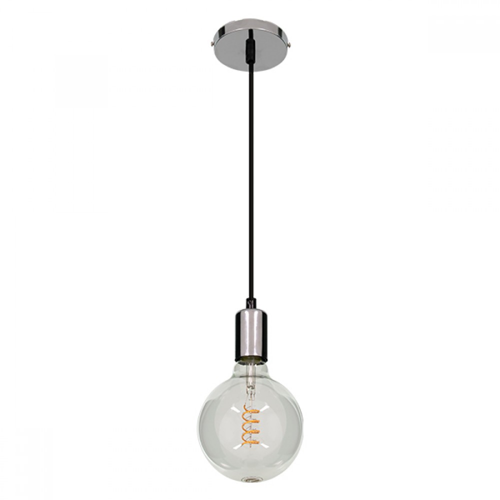 GloboStar® LUMI CHROME 99423 Μοντέρνο Μεταλλικό Κρεμαστό Φωτιστικό Οροφής Ανάρτηση με Ντουί E27 Μονόφωτο Χρώμιο Φ4 x Y118cm - 99423 GloboStar® LUMI CHROME 99423 Μοντέρνο Μεταλλικό Κρεμαστό Φωτιστικό Οροφής Ανάρτηση με Ντουί E27 Μονόφωτο Χρώμιο Φ4 x Y118cm