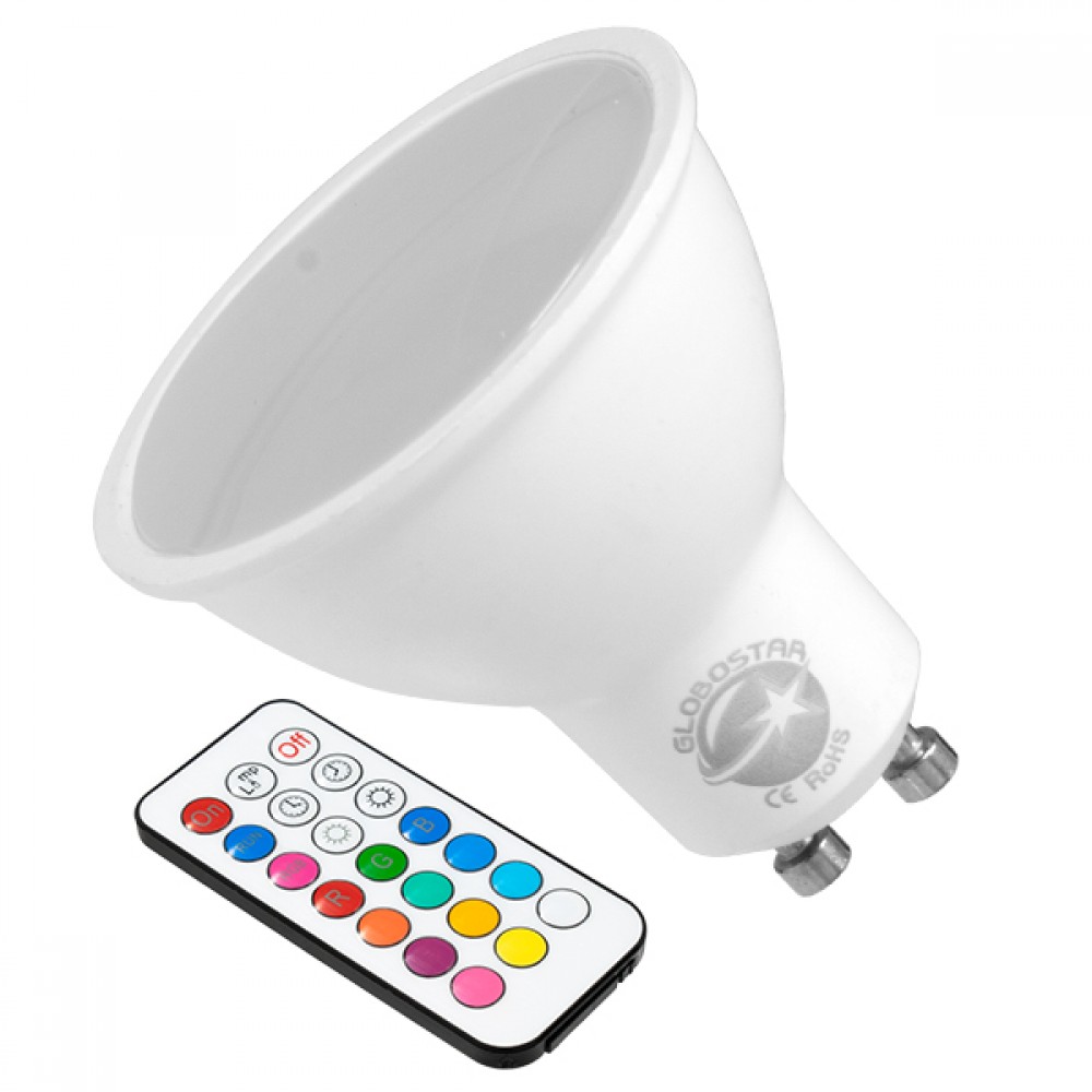 GloboStar® 76067 Λάμπα LED Σποτ GU10 6W 230V 400lm 180° με Ασύρματο Χειριστήριο RGB & Θερμό Λευκό 3000K - 76067 GloboStar® 76067 Λάμπα LED Σποτ GU10 6W 230V 400lm 180° με Ασύρματο Χειριστήριο RGB & Θερμό Λευκό 3000K