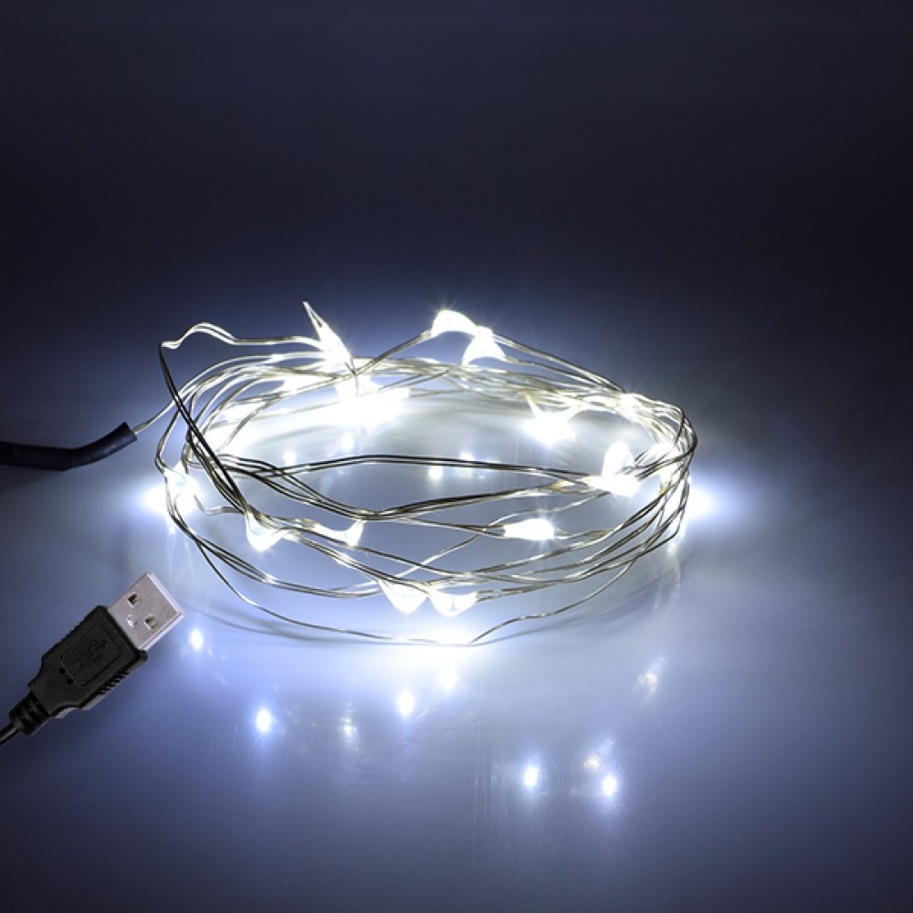 79730 Διακοσμητική Γιρλάντα 2 Μέτρων 20 LED USB 5 Volt 1.2 Watt με Ασημένιο Συρμάτινο Καλώδιο Ψυχρό Λευκό 6000K - 79730 GloboStar® 79730 Διακοσμητική Γιρλάντα 2 Μέτρων 20 LED USB 5 Volt 1.2 Watt με Ασημένιο Συρμάτινο Καλώδιο Ψυχρό Λευκό 6000K
