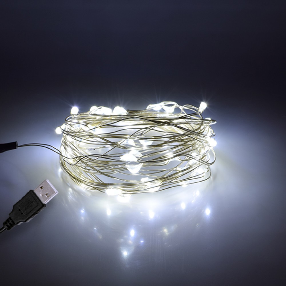 79731 Διακοσμητική Γιρλάντα 5 Μέτρων 50 LED USB 5 Volt 3 Watt με Ασημένιο Συρμάτινο Καλώδιο Ψυχρό Λευκό 6000K - 79731 GloboStar® 79731 Διακοσμητική Γιρλάντα 5 Μέτρων 50 LED USB 5 Volt 3 Watt με Ασημένιο Συρμάτινο Καλώδιο Ψυχρό Λευκό 6000K