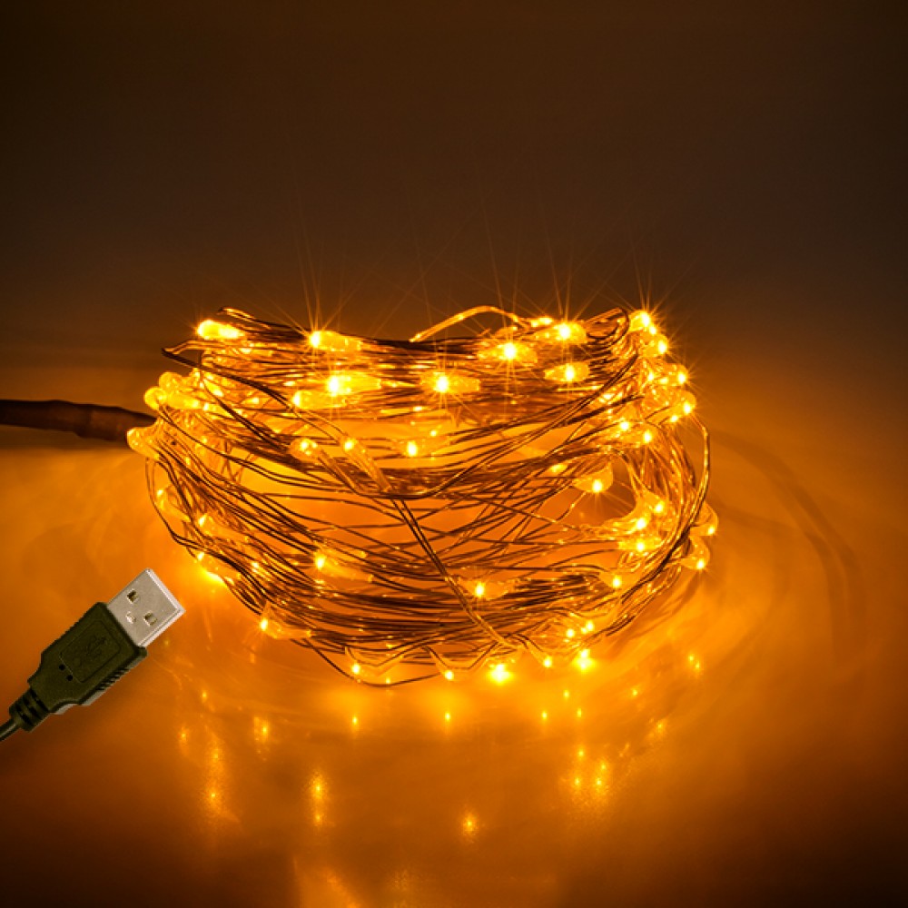 79712 Διακοσμητική Γιρλάντα 10 Μέτρων 100 LED USB 5 Volt 6 Watt με Χάλκινο Συρμάτινο Καλώδιο Θερμό Λευκό 1600K - 79712 GloboStar® 79712 Διακοσμητική Γιρλάντα 10 Μέτρων 100 LED USB 5 Volt 6 Watt με Χάλκινο Συρμάτινο Καλώδιο Θερμό Λευκό 1600K