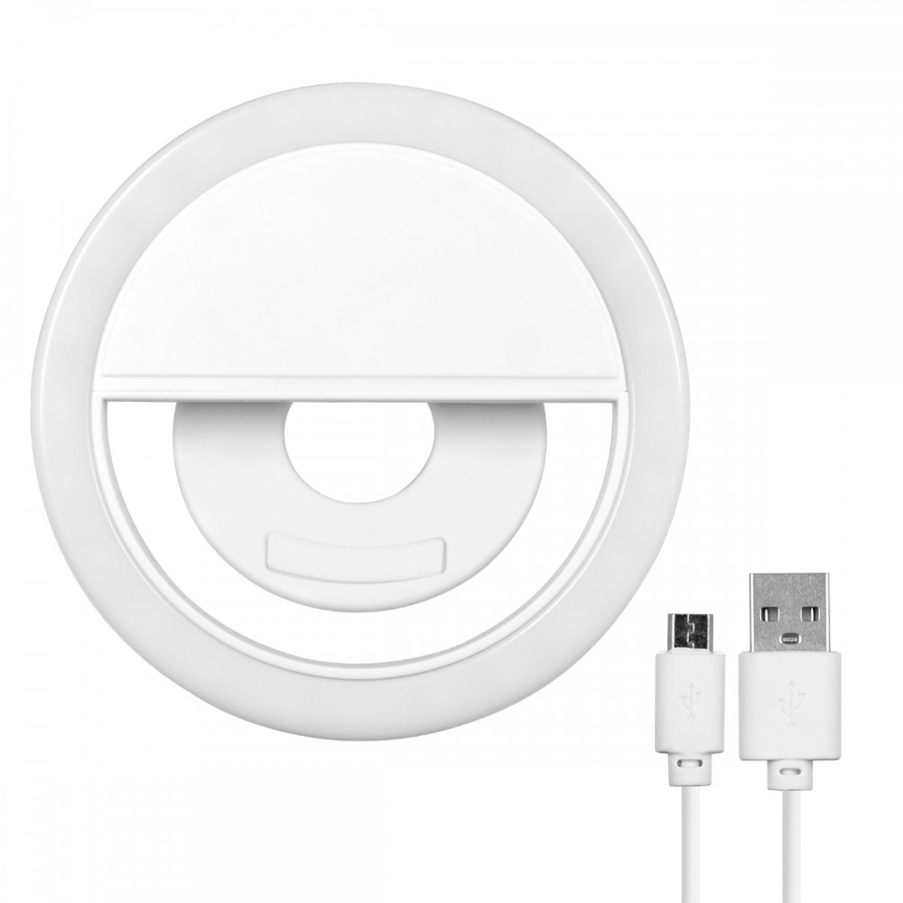 GloboStar® 79042 Selfie Ring Light LED SMD 2W 200 lm Λευκό Σώμα με Ενσωματωμένη Επαναφορτιζόμενη Μπαταρία 500mAh & Καλώδιο Φόρτισης Micro USB Ψυχρό Λευκό 6000 K για Κινητό Τηλέφωνο και Tablet Φ8.5 x Υ2.5cm - 79042 GloboStar® 79042 Selfie Ring Light LED SMD 2W 200 lm Λευκό Σώμα με Ενσωματωμένη Επαναφορτιζόμενη Μπαταρία 500mAh & Καλώδιο Φόρτισης Micro USB Ψυχρό Λευκό 6000 K για Κινητό Τηλέφωνο και Tablet Φ8.5 x Υ2.5cm