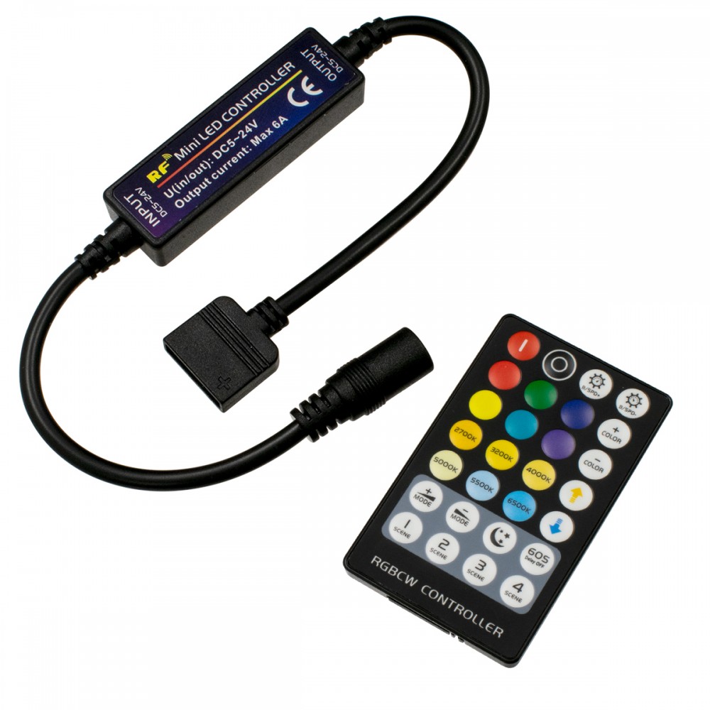 GloboStar® 73427 Ασύρματος LED RGBW + WW Controller με Χειριστήριο RF 2.4Ghz DC 5-24V Max 144W - 73427 GloboStar® 73427 Ασύρματος LED RGBW + WW Controller με Χειριστήριο RF 2.4Ghz DC 5-24V Max 144W