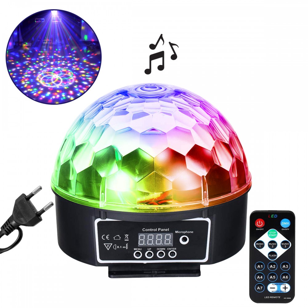 GloboStar® 79602 LED Party Disco Μπάλα με Περιστρεφόμενα Φωτορυθμικά Εφέ Πολύχρωμη RGB DMX512 20W με Sound Control Activated Εφέ και με Ασύρματο Χειριστήριο AC 230V IP20 Φ17 x Υ15cm GloboStar® 79602 LED Party Disco Μπάλα με Περιστρεφόμενα Φωτορυθμικά Εφέ Πολύχρωμη RGB DMX512 20W με Sound Control Activated Εφέ και με Ασύρματο Χειριστήριο AC 230V IP20 Φ17 x Υ15cm