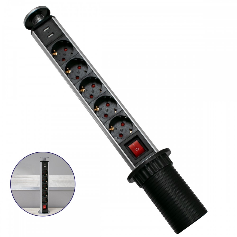 GloboStar® 79632 Χωνευτό Πτυσσόμενο Πολύμπριζο με 5 Πρίζες Ασφαλείας EU Σούκο AC 230V Max 5000W & 2 Εξόδους USB DC 5V Max 3A 18W & Ενσωματωμένο Διακόπτη Οn/Off - 79632 GloboStar® 79632 Χωνευτό Πτυσσόμενο Πολύμπριζο με 5 Πρίζες Ασφαλείας EU Σούκο AC 230V Max 5000W & 2 Εξόδους USB DC 5V Max 3A 18W & Ενσωματωμένο Διακόπτη Οn/Off