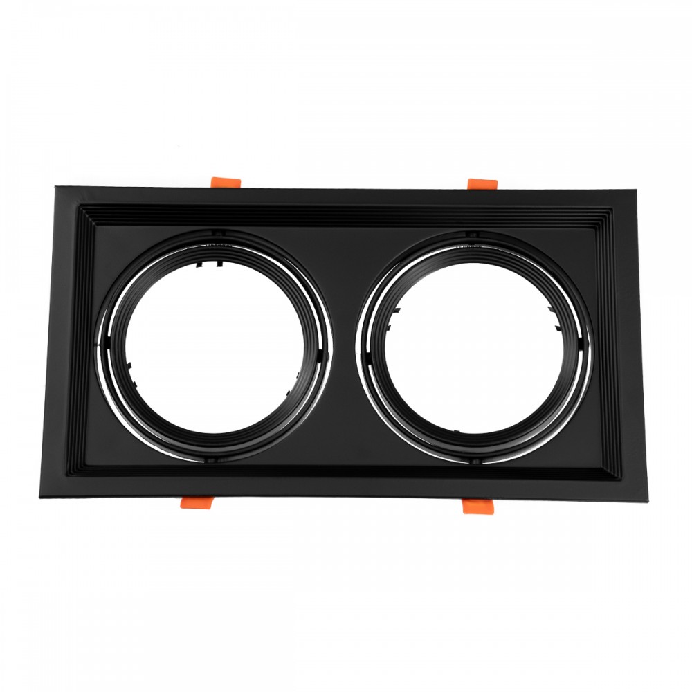 GloboStar® 77855 Χωνευτή Τετράγωνη Διπλή Βάση για Spot AR111 Μαύρη Κινούμενη σε 2 Άξονες M33.5 x Π17.5 x Y5.5cm - 77855 GloboStar® 77855 Χωνευτή Τετράγωνη Διπλή Βάση για Spot AR111 Μαύρη Κινούμενη σε 2 Άξονες M33.5 x Π17.5 x Y5.5cm
