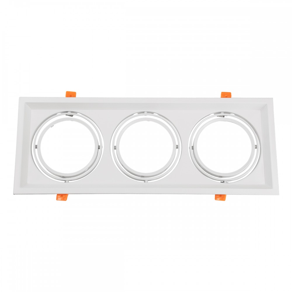 GloboStar® 77856 Χωνευτή Τετράγωνη Τριπλή Βάση για Spot AR111 Λευκή Κινούμενη σε 2 Άξονες M48.7 x Π18.7 x Y5.5cm - 77856 GloboStar® 77856 Χωνευτή Τετράγωνη Τριπλή Βάση για Spot AR111 Λευκή Κινούμενη σε 2 Άξονες M48.7 x Π18.7 x Y5.5cm