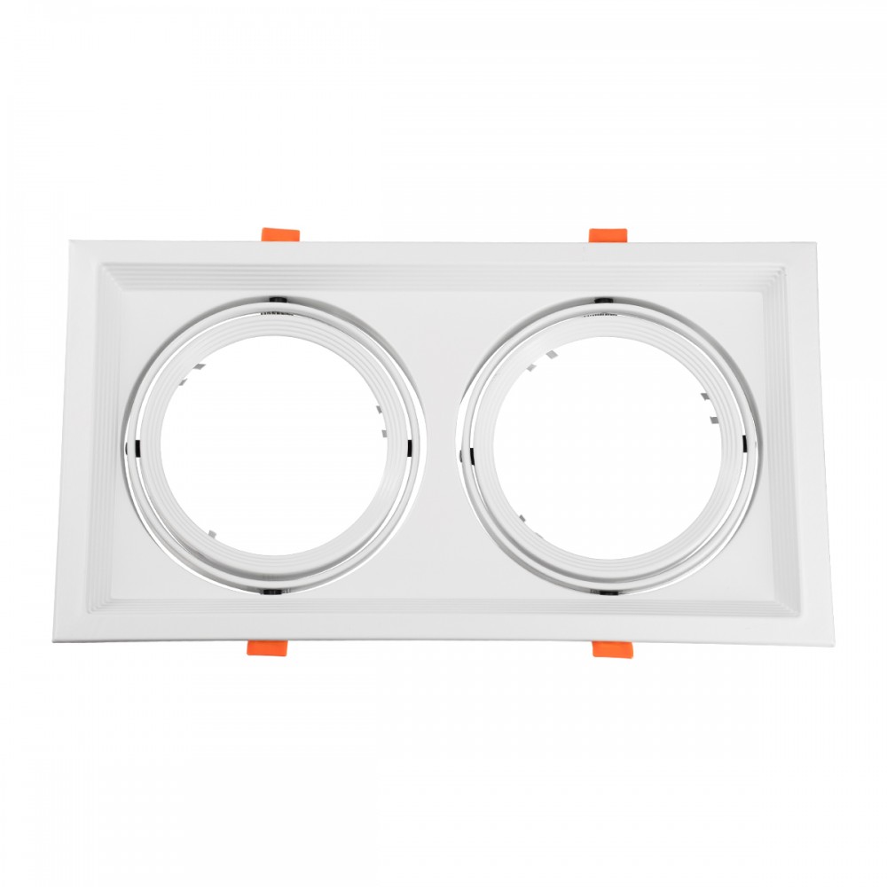 GloboStar® 77854 Χωνευτή Τετράγωνη Διπλή Βάση για Spot AR111 Λευκή Κινούμενη σε 2 Άξονες M33.5 x Π17.5 x Y5.5cm - 77854 GloboStar® 77854 Χωνευτή Τετράγωνη Διπλή Βάση για Spot AR111 Λευκή Κινούμενη σε 2 Άξονες M33.5 x Π17.5 x Y5.5cm