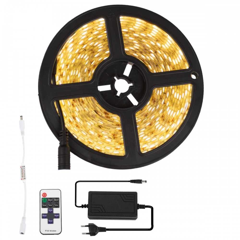 GloboStar® 70412 Σετ Ταινία LED 5m 72W/5m 12V 60LED/m 5050 SMD 1497lm/m 120° Αδιάβροχη IP65 με Ασύρματο Χειριστήριο RF 2.4Ghz και Τροφοδοτικό Θερμό Λευκό 3000K Dimmable - 70412 GloboStar® 70412 Σετ Ταινία LED 5m 72W/5m 12V 60LED/m 5050 SMD 1497lm/m 120° Αδιάβροχη IP65 με Ασύρματο Χειριστήριο RF 2.4Ghz και Τροφοδοτικό Θερμό Λευκό 3000K