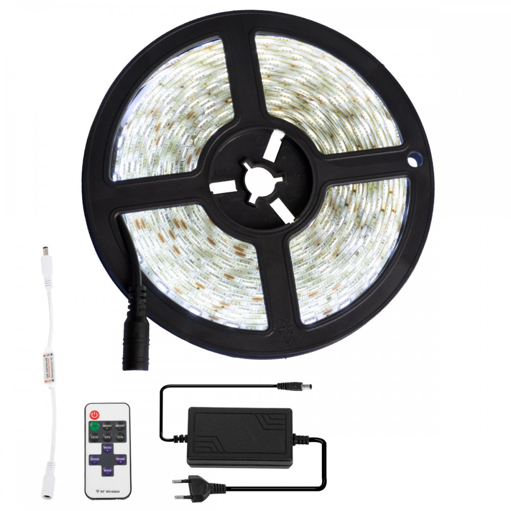 GloboStar® 70414 Σετ Ταινία LED 5m 72W/5m 12V 60LED/m 5050 SMD 1584lm/m 120° Αδιάβροχη IP65 με Ασύρματο Χειριστήριο RF 2.4Ghz και Τροφοδοτικό Ψυχρό Λευκό 6000K Dimmable - 70414 GloboStar® 70414 Σετ Ταινία LED 5m 72W/5m 12V 60LED/m 5050 SMD 1584lm/m 120° Αδιάβροχη IP65 με Ασύρματο Χειριστήριο RF 2.4Ghz και Τροφοδοτικό Ψυχρό Λευκό 6000K