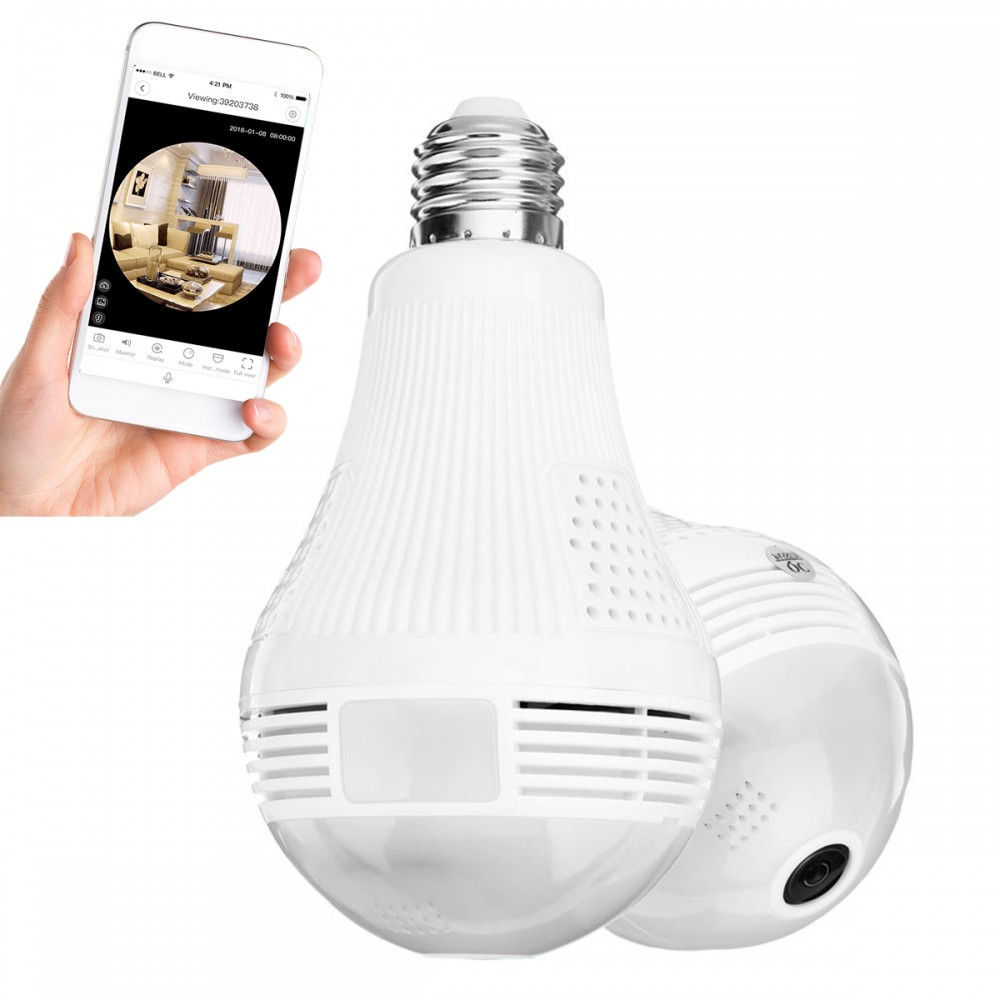 GloboStar® 76073 WIFI 2.4G IP CAMERA 2.0MP 1080P - Έξυπνη Κρυφή IP Κάμερα WiFi 1080P Fish Eye 360° 3W LED σε Σχήμα Λάμπας με Ντουί και Βάση E27 Smart Home - 76073 GloboStar® 76073 WIFI 2.4G IP CAMERA 2.0MP 1080P - Έξυπνη Κρυφή IP Κάμερα WiFi 1080P Fish Eye 360° 3W LED σε Σχήμα Λάμπας με Ντουί και Βάση E27 Smart Home - 76073
