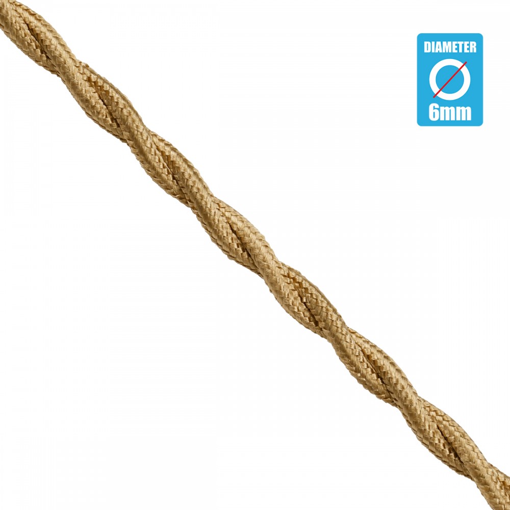 GloboStar® 77623 Πλεκτό Υφασμάτινο Καλώδιο 1m 2 x 0.75mm² Μπέζ Χρυσό - 77623 GloboStar® 77623 Πλεκτό Υφασμάτινο Καλώδιο 1m 2 x 0.75mm² Μπέζ Χρυσό - 77623