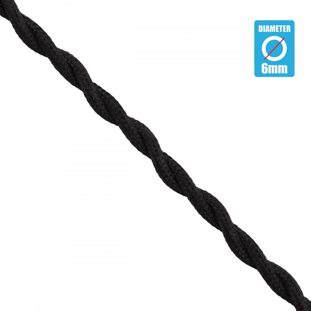 GloboStar® 77620 Πλεκτό Υφασμάτινο Καλώδιο 1m 2 x 0.75mm² Μαύρο - 77620 GloboStar® 77620 Πλεκτό Υφασμάτινο Καλώδιο 1m 2 x 0.75mm² Μαύρο - 77620