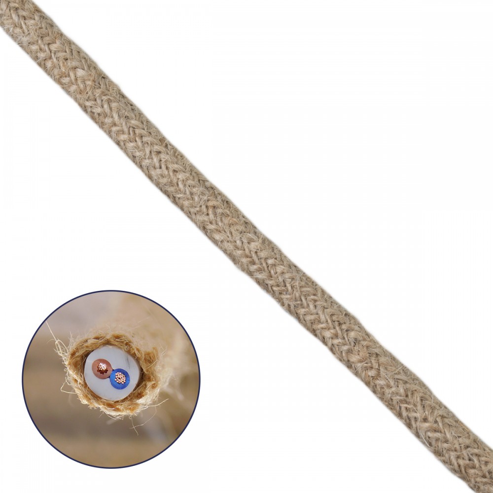 GloboStar® 77640 Εύκαμπτο Σχοινί Τριχιά Πλεκτό 1m Διαμέτρου 7mm Μπεζ με Εσωτερικό Καλώδιο Διατομής 2x0.75mm - 77640 GloboStar® 77640 Εύκαμπτο Σχοινί Τριχιά Πλεκτό 1m Διαμέτρου 7mm Μπεζ με Εσωτερικό Καλώδιο Διατομής 2x0.75mm - 77640