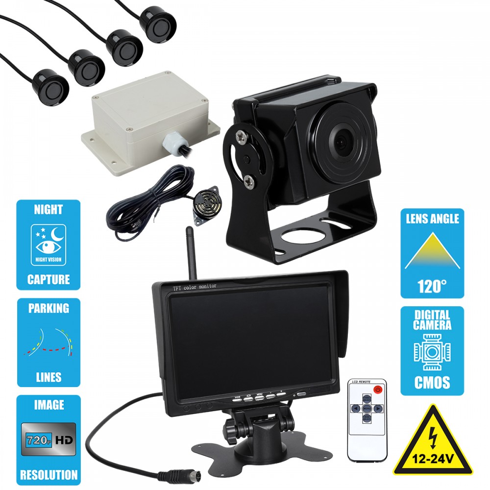 GloboStar® 86033 Έγχρωμη Κάμερα 720p CMOS HD Οπισθοπορείας Αυτοκινήτου-Φορτηγού DC 12-24V 170° με Οθόνη 7 DC 12-24V Night Capture με Parking Lines - Ασύρματο Χειριστήριο και ΚΙΤ Παρκαρίσματος με 4 Αισθητήρες Αδιάβροχο IP65 - 86033 GloboStar® 86033 Έγχρωμη Κάμερα 720p CMOS HD Οπισθοπορείας Αυτοκινήτου-Φορτηγού DC 12-24V 170° με Οθόνη 7 DC 12-24V Night Capture με Parking Lines - Ασύρματο Χειριστήριο και ΚΙΤ Παρκαρίσματος με 4 Αισθητήρες Αδιάβροχο IP65 - 86033