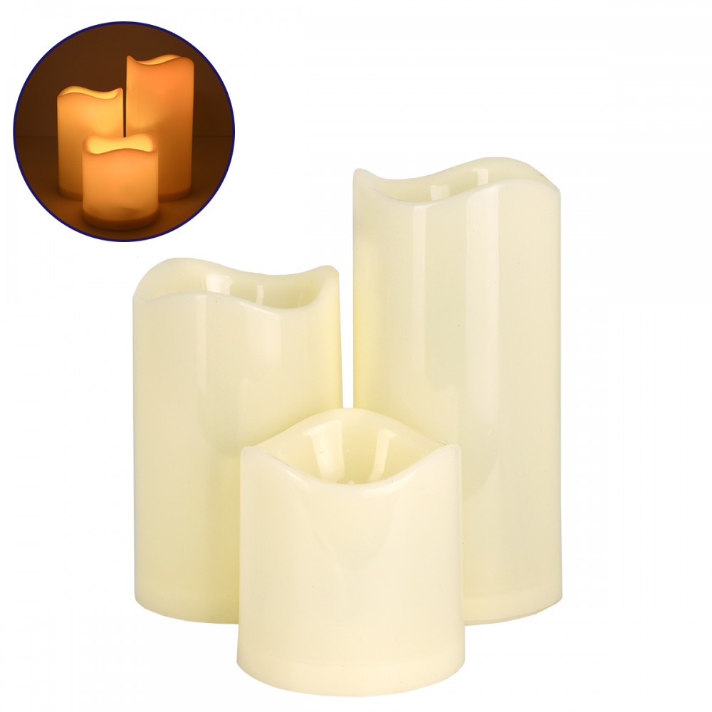 GloboStar® 79552 ΣΕΤ 3 Διακοσμητικών Realistic Κεριών με LED - Μπαταρίας & Ασύρματο Χειριστήριο IR Θερμό Λευκό 3000K Dimmable - 79552 GloboStar® 79552 ΣΕΤ 3 Διακοσμητικών Realistic Κεριών με LED - Μπαταρίας & Ασύρματο Χειριστήριο IR Θερμό Λευκό 3000K Dimmable - 79552