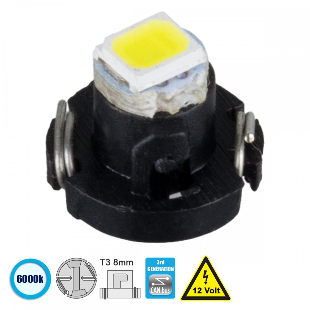 GloboStar® 81001 Λάμπα Αυτοκινήτου T3 3rd Generation Can-Bus LED 1 SMD 1210 0.2W 40lm 120° DC 12V IP20 Ψυχρό Λευκό 6000K - 81001 GloboStar® 81001 Λάμπα Αυτοκινήτου T3 3rd Generation Can-Bus LED 1 SMD 1210 0.2W 40lm 120° DC 12V IP20 Ψυχρό Λευκό 6000K - 81001