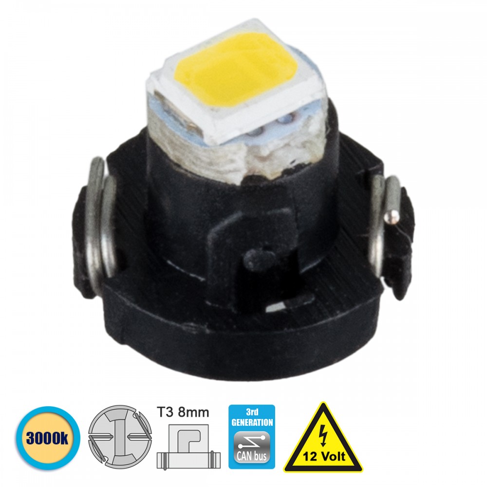 GloboStar® 81002 Λάμπα Αυτοκινήτου T3 3rd Generation Can-Bus LED 1 SMD 1210 0.2W 40lm 120° DC 12V IP20 Θερμό Λευκό 3000K - 81002 GloboStar® 81002 Λάμπα Αυτοκινήτου T3 3rd Generation Can-Bus LED 1 SMD 1210 0.2W 40lm 120° DC 12V IP20 Θερμό Λευκό 3000K - 81002