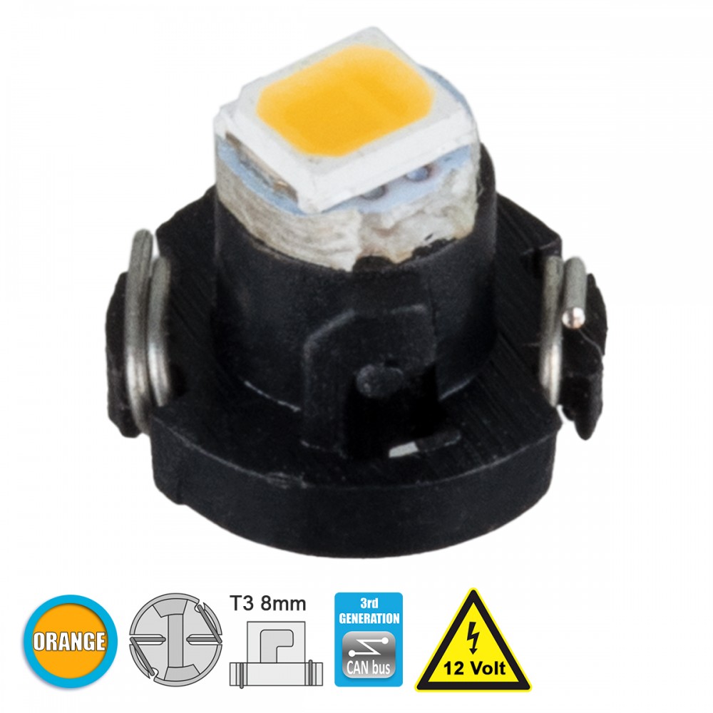 GloboStar® 81006 Λάμπα Αυτοκινήτου T3 3rd Generation Can-Bus LED 1 SMD 1210 0.2W 30lm 120° DC 12V IP20 Πορτοκαλί - 81006 GloboStar® 81006 Λάμπα Αυτοκινήτου T3 3rd Generation Can-Bus LED 1 SMD 1210 0.2W 30lm 120° DC 12V IP20 Πορτοκαλί - 81006