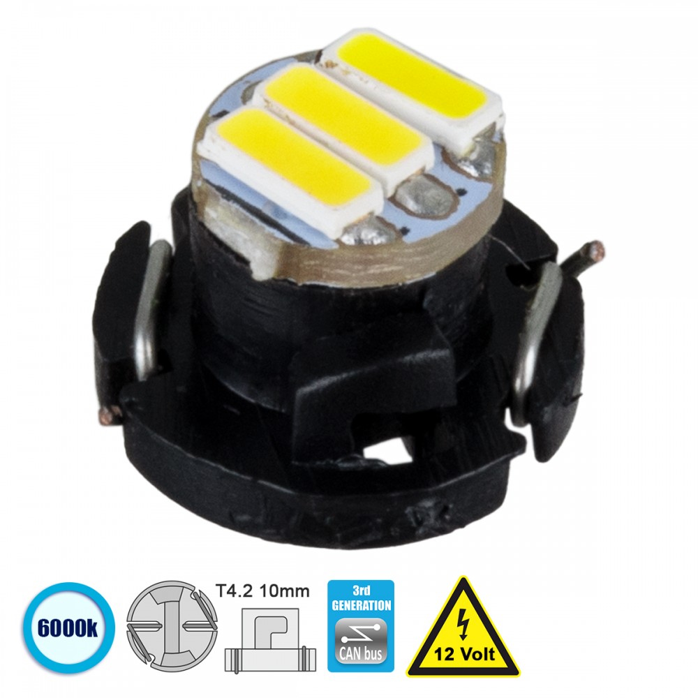GloboStar® 81008 Λάμπα Αυτοκινήτου T4.2 3rd Generation Can-Bus LED 3 SMD 4014 0.6W 120lm 120° DC 12V IP20 Ψυχρό Λευκό 6000K - 81008 GloboStar® 81008 Λάμπα Αυτοκινήτου T4.2 3rd Generation Can-Bus LED 3 SMD 4014 0.6W 120lm 120° DC 12V IP20 Ψυχρό Λευκό 6000K - 81008