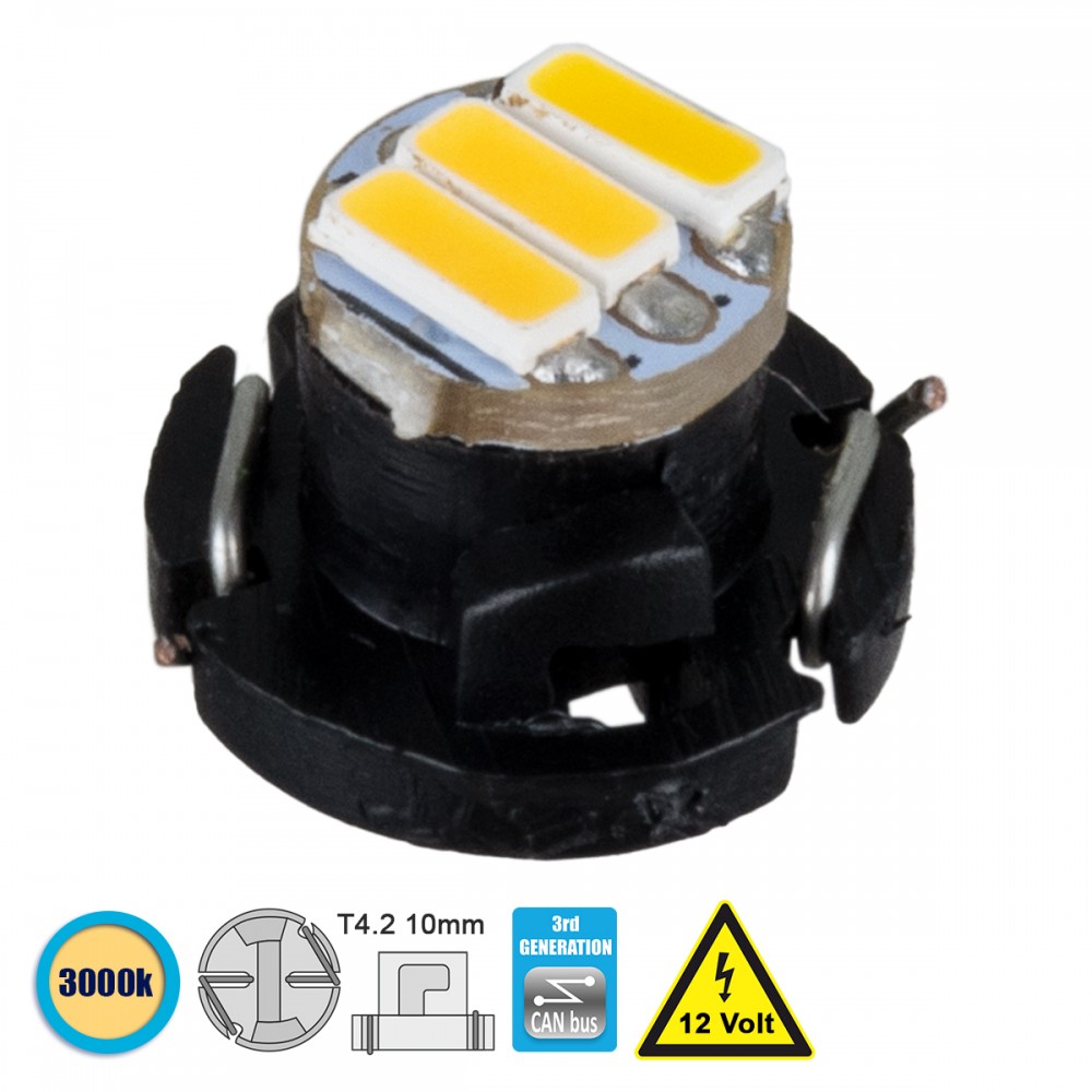 GloboStar® 81009 Λάμπα Αυτοκινήτου T4.2 3rd Generation Can-Bus LED 3 SMD 4014 0.6W 120lm 120° DC 12V IP20 Θερμό Λευκό 3000K - 81009 GloboStar® 81009 Λάμπα Αυτοκινήτου T4.2 3rd Generation Can-Bus LED 3 SMD 4014 0.6W 120lm 120° DC 12V IP20 Θερμό Λευκό 3000K - 81009