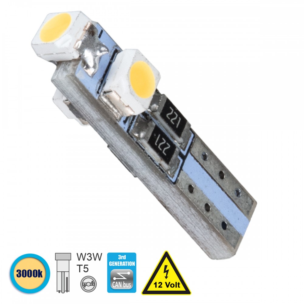 GloboStar® 81030 Λάμπα Αυτοκινήτου T5 3rd Generation Can-Bus LED 3 SMD 1210 0.6W 120lm 360° DC 12V IP20 Θερμό Λευκό 3000K - 81030 GloboStar® 81030 Λάμπα Αυτοκινήτου T5 3rd Generation Can-Bus LED 3 SMD 1210 0.6W 120lm 360° DC 12V IP20 Θερμό Λευκό 3000K - 81030
