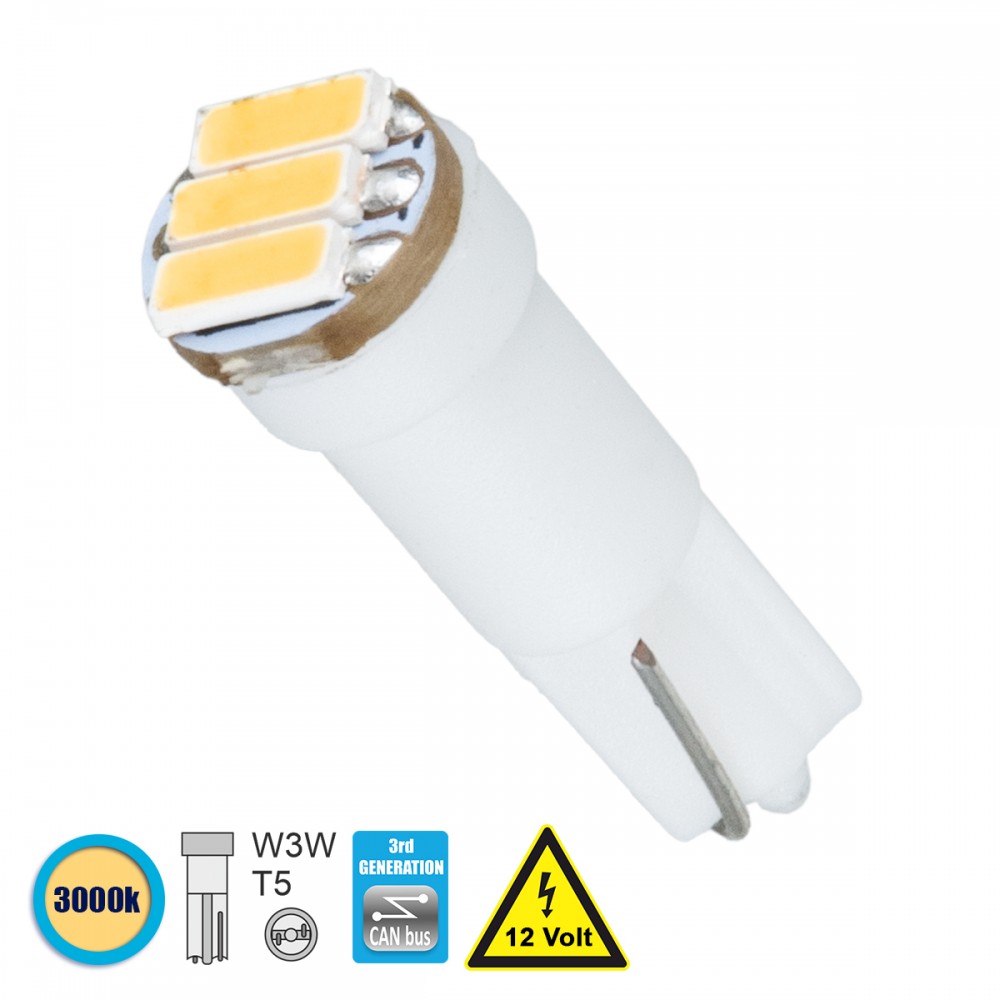 GloboStar® 81037 Λάμπα Αυτοκινήτου T5 3rd Generation Can-Bus LED 3 SMD 4014 0.6W 120lm 120° DC 12V IP20 Θερμό Λευκό 3000K - 81037 GloboStar® 81037 Λάμπα Αυτοκινήτου T5 3rd Generation Can-Bus LED 3 SMD 4014 0.6W 120lm 120° DC 12V IP20 Θερμό Λευκό 3000K - 81037