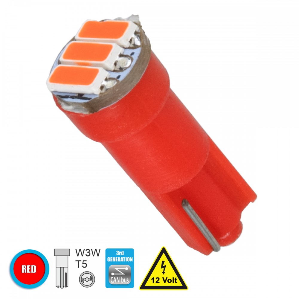 GloboStar® 81038 Λάμπα Αυτοκινήτου T5 3rd Generation Can-Bus LED 3 SMD 4014 0.6W 90lm 120° DC 12V IP20 Κόκκινο - 81038 GloboStar® 81038 Λάμπα Αυτοκινήτου T5 3rd Generation Can-Bus LED 3 SMD 4014 0.6W 90lm 120° DC 12V IP20 Κόκκινο - 81038
