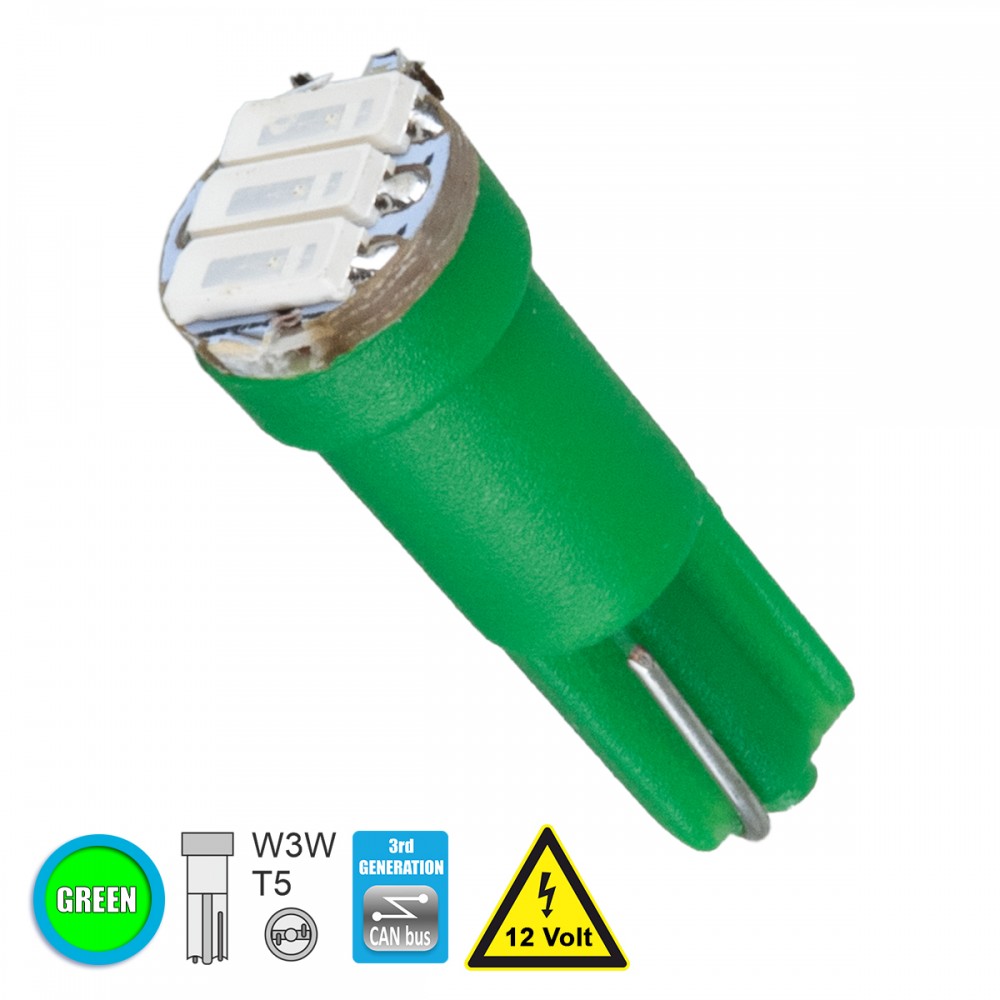 GloboStar® 81039 Λάμπα Αυτοκίνητου T5 3rd Generation Can-Bus LED 3 SMD 4014 0.6W 90lm 120° DC 12V IP20 Πράσινο - 81039 GloboStar® 81039 Λάμπα Αυτοκίνητου T5 3rd Generation Can-Bus LED 3 SMD 4014 0.6W 90lm 120° DC 12V IP20 Πράσινο - 81039