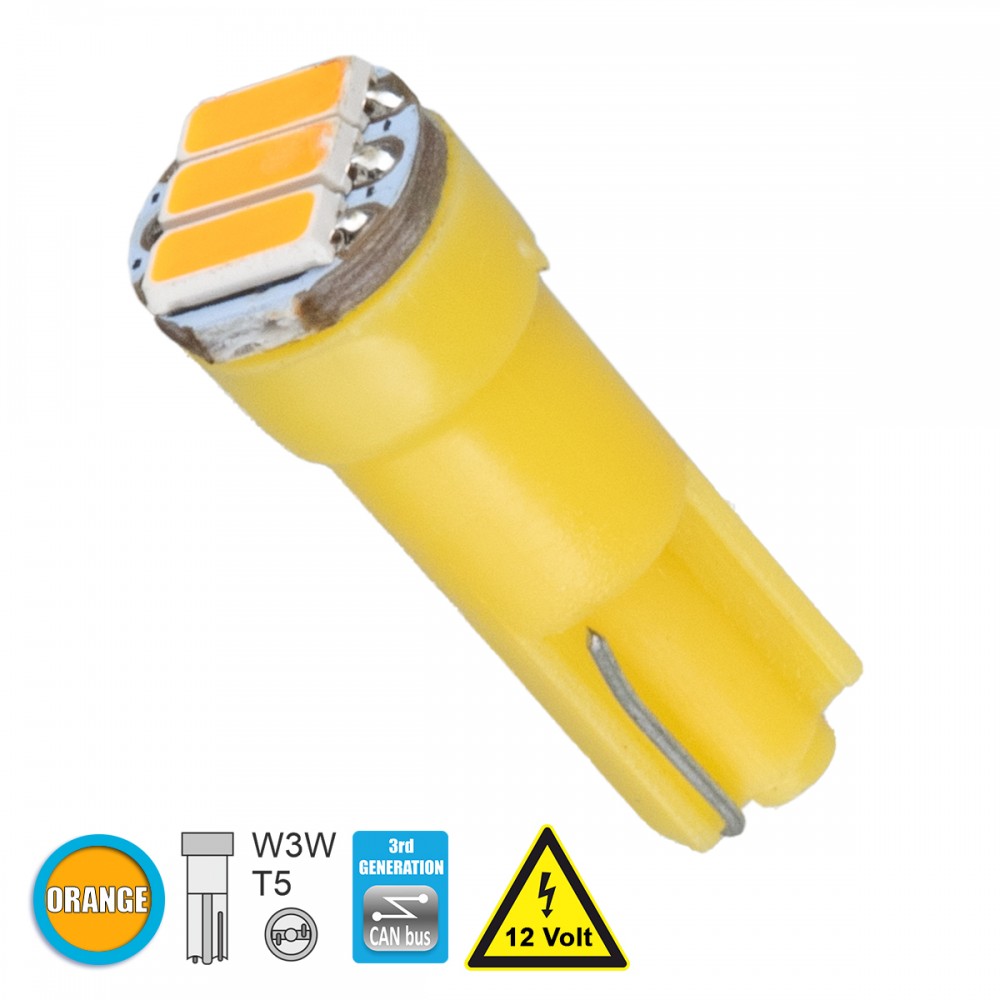 GloboStar® 81041 Λάμπα Αυτοκίνητου T5 3rd Generation Can-Bus LED 3 SMD 4014 0.6W 90lm 120° DC 12V IP20 Πορτοκαλί - 81041 GloboStar® 81041 Λάμπα Αυτοκίνητου T5 3rd Generation Can-Bus LED 3 SMD 4014 0.6W 90lm 120° DC 12V IP20 Πορτοκαλί - 81041