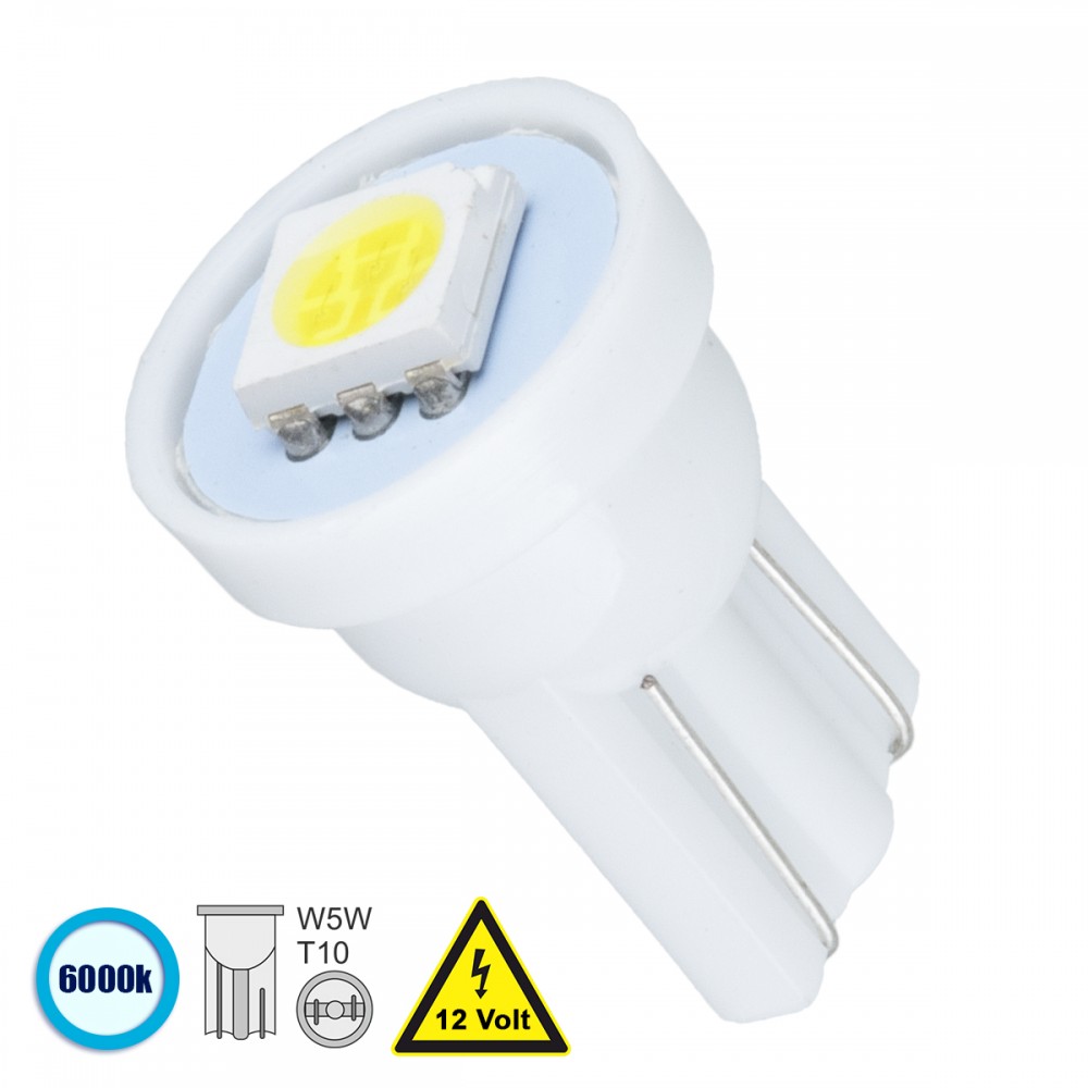 GloboStar® 81044 Λάμπα Αυτοκινήτου T10 W5W LED 1 SMD 5050 0.8W 120lm 120° DC 12V IP20 Ψυχρό Λευκό 6000K - 81044 GloboStar® 81044 Λάμπα Αυτοκινήτου T10 W5W LED 1 SMD 5050 0.8W 120lm 120° DC 12V IP20 Ψυχρό Λευκό 6000K - 81044