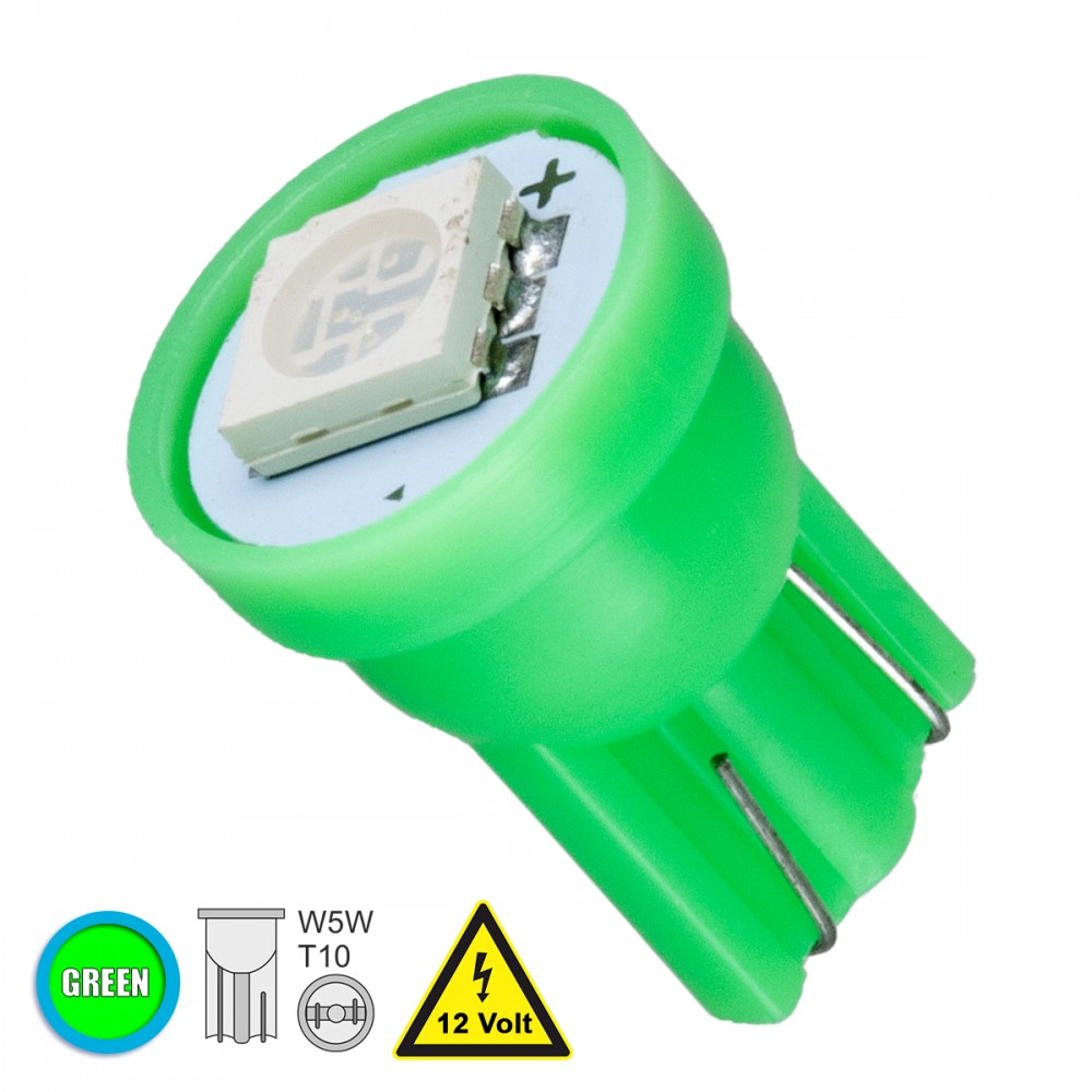 GloboStar® 81046 Λάμπα Αυτοκινήτου T10 W5W LED 1 SMD 5050 0.8W 96lm 120° DC 12V IP20 Πράσινο - 81046 GloboStar® 81046 Λάμπα Αυτοκινήτου T10 W5W LED 1 SMD 5050 0.8W 96lm 120° DC 12V IP20 Πράσινο - 81046