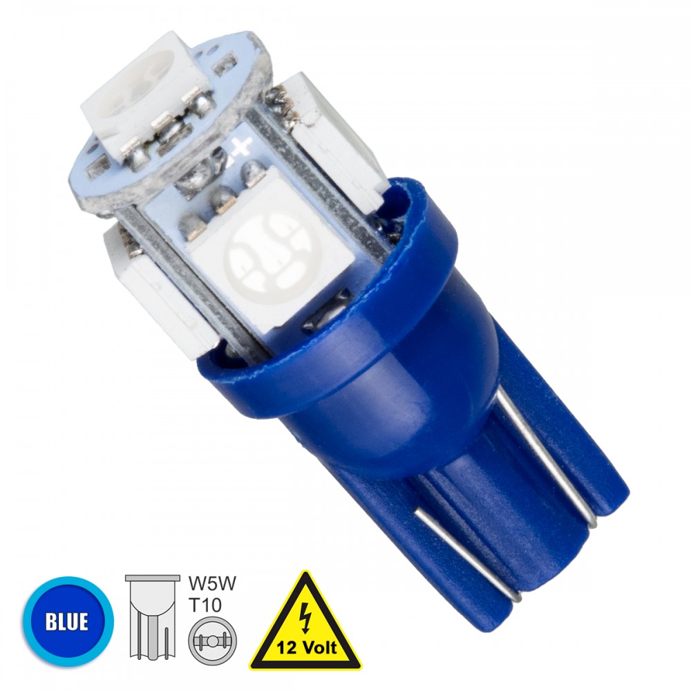 GloboStar® 81053 Λάμπα Αυτοκινήτου T10 W5W LED 5 SMD 5050 2W 240lm 360° DC 12V IP20 Μπλε - 81053 GloboStar® 81053 Λάμπα Αυτοκινήτου T10 W5W LED 5 SMD 5050 2W 240lm 360° DC 12V IP20 Μπλε - 81053