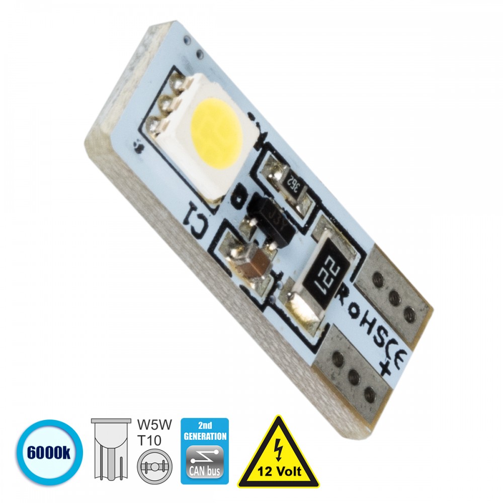GloboStar® 81087 Λάμπα Αυτοκίνητου T10 W5W 2rd Generation Can-Bus Series LED 2 SMD 5050 1.6W 240lm 360° DC 12V IP20 Ψυχρό Λευκό 6000K - 81087 GloboStar® 81087 Λάμπα Αυτοκίνητου T10 W5W 2rd Generation Can-Bus Series LED 2 SMD 5050 1.6W 240lm 360° DC 12V IP20 Ψυχρό Λευκό 6000K - 81087