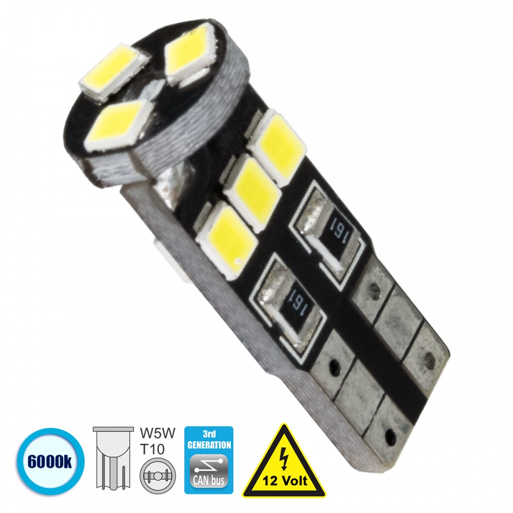 GloboStar® 81113 Λάμπα Αυτοκίνητου T10 W5W 3rd Generation Can-Bus Series LED 9 SMD 1210 2.8W 420lm 360° DC 12V IP20 Ψυχρό Λευκό 6000K - 81113 GloboStar® 81113 Λάμπα Αυτοκίνητου T10 W5W 3rd Generation Can-Bus Series LED 9 SMD 1210 2.8W 420lm 360° DC 12V IP20 Ψυχρό Λευκό 6000K - 81113