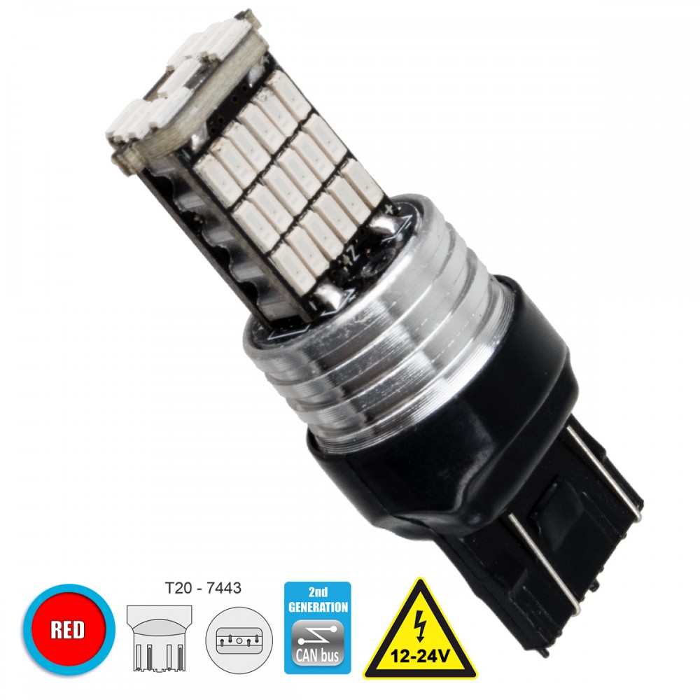 GloboStar® 81144 Λάμπα Αυτοκίνητου T20 - 7443 - W21/5W 2rd Generation Can-Bus Series LED 45 SMD 4014 9W 1080lm 360° DC 12V IP20 Κόκκινο - 81144 GloboStar® 81144 Λάμπα Αυτοκίνητου T20 - 7443 - W21/5W 2rd Generation Can-Bus Series LED 45 SMD 4014 9W 1080lm 360° DC 12V IP20 Κόκκινο - 81144