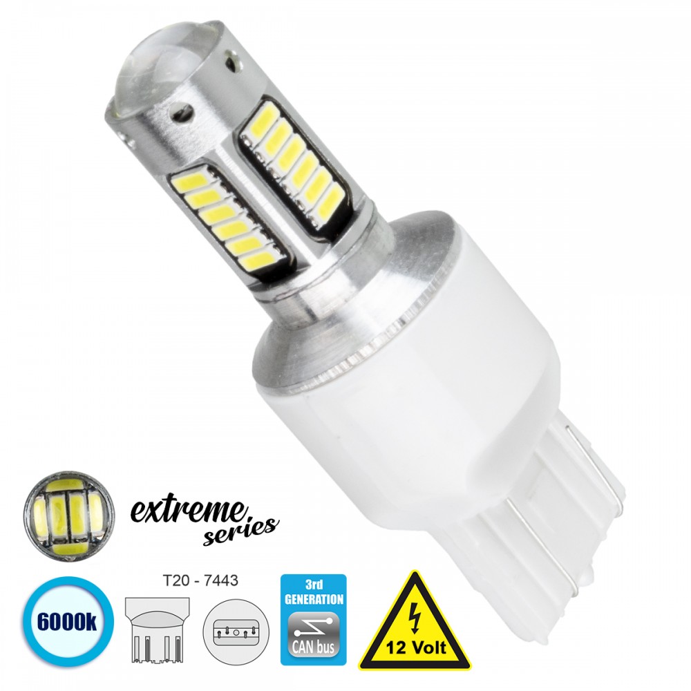 GloboStar® 81148 Λάμπα Αυτοκίνητου T20 - 7443 - W21/5W 3rd Generation Can-Bus Extreme Series LED 30 SMD 4014 6W 900lm 360° DC 12V IP20 Ψυχρό Λευκό 6000K - 81148 GloboStar® 81148 Λάμπα Αυτοκίνητου T20 - 7443 - W21/5W 3rd Generation Can-Bus Extreme Series LED 30 SMD 4014 6W 900lm 360° DC 12V IP20 Ψυχρό Λευκό 6000K - 81148