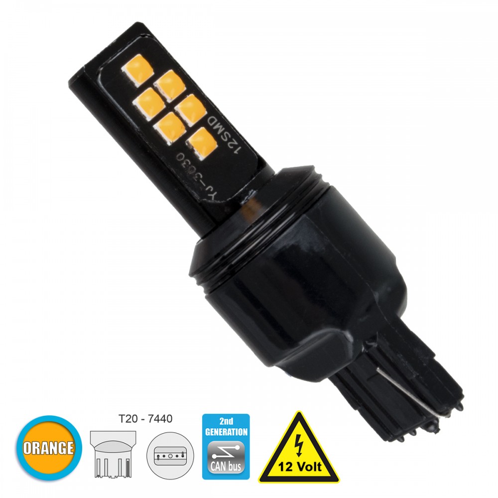 GloboStar® 81158 Λάμπα Αυτοκίνητου T20 - 7440 - W21W 2nd Generation Can-Bus Series LED 12 SMD 3030 8W 960lm 360° DC 12V IP20 Πορτοκαλί - 81158 GloboStar® 81158 Λάμπα Αυτοκίνητου T20 - 7440 - W21W 2nd Generation Can-Bus Series LED 12 SMD 3030 8W 960lm 360° DC 12V IP20 Πορτοκαλί - 81158