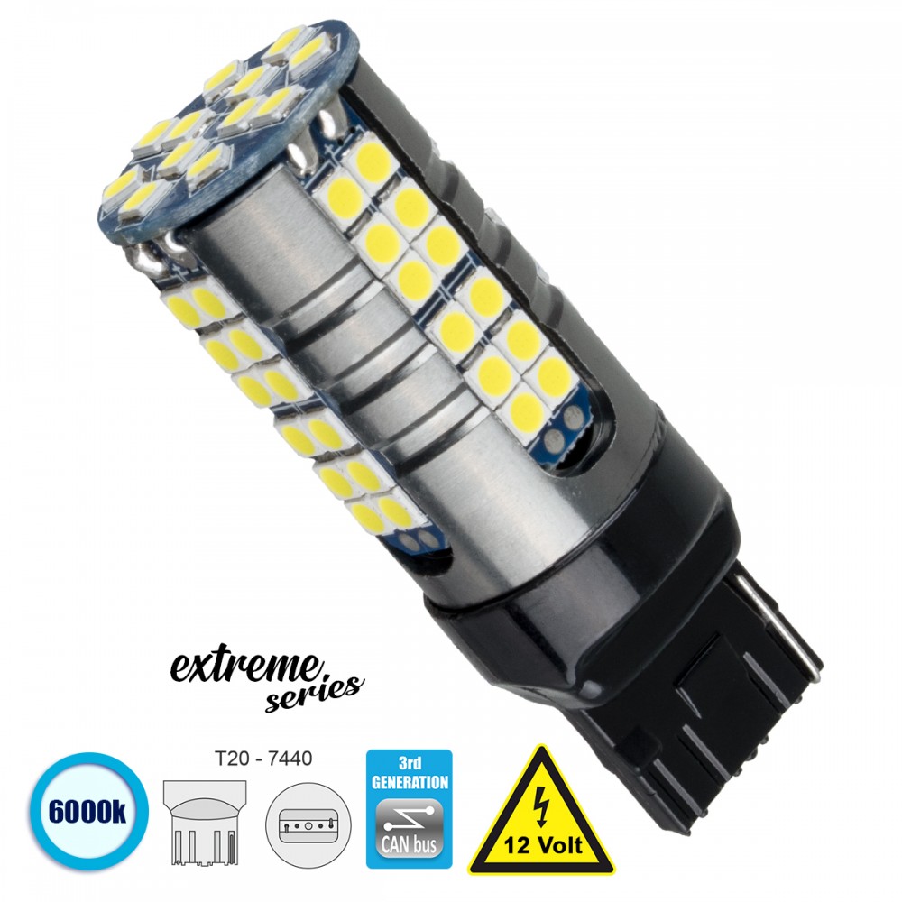 GloboStar® 81161 Λάμπα Αυτοκίνητου T20 - 7440 - W21W 3rd Generation Can-Bus Extreme Series LED 66 SMD 3030 15W 2250lm 360° DC 12V IP20 Ψυχρό Λευκό 6000K - 81161 GloboStar® 81161 Λάμπα Αυτοκίνητου T20 - 7440 - W21W 3rd Generation Can-Bus Extreme Series LED 66 SMD 3030 15W 2250lm 360° DC 12V IP20 Ψυχρό Λευκό 6000K - 81161