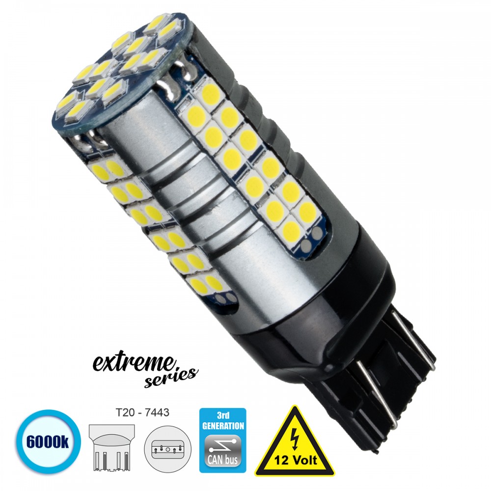 GloboStar® 81163 Λάμπα Αυτοκίνητου T20 - 7443 - W21/5W 3rd Generation Can-Bus Extreme Series LED 66 SMD 3030 15W 2250lm 360° DC 12V IP20 Ψυχρό Λευκό 6000K - 81163 GloboStar® 81163 Λάμπα Αυτοκίνητου T20 - 7443 - W21/5W 3rd Generation Can-Bus Extreme Series LED 66 SMD 3030 15W 2250lm 360° DC 12V IP20 Ψυχρό Λευκό 6000K - 81163