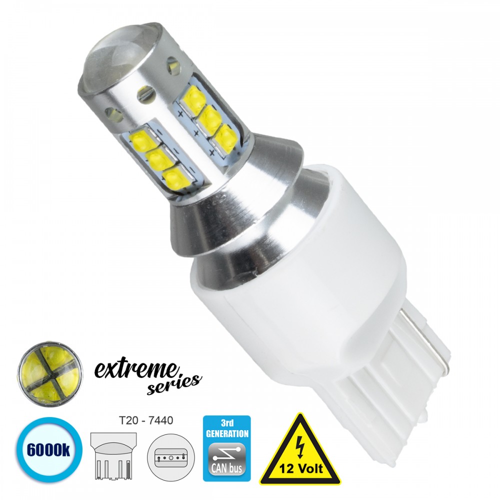 GloboStar® 81165 Λάμπα Αυτοκίνητου T20 - 7440 - W21W 3rd Generation Can-Bus Extreme Series LED 16 CREE XBD 15W 2115lm 360° DC 12V IP20 Ψυχρό Λευκό 6000K - 81165 GloboStar® 81165 Λάμπα Αυτοκίνητου T20 - 7440 - W21W 3rd Generation Can-Bus Extreme Series LED 16 CREE XBD 15W 2115lm 360° DC 12V IP20 Ψυχρό Λευκό 6000K - 81165