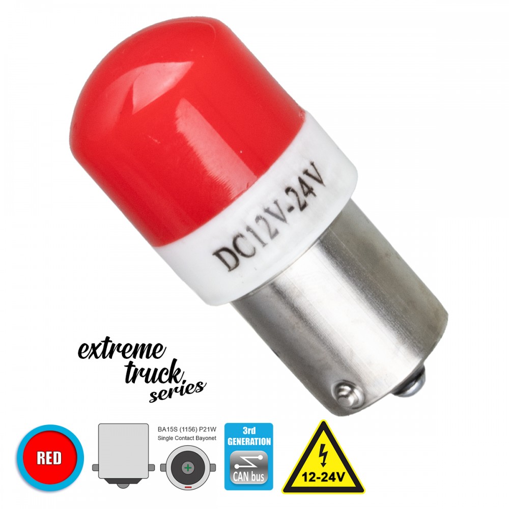 GloboStar® 81266 Λάμπα Αυτοκινήτου & Φορτηγού 1156 - BA15S - P21W 3rd Generation Can-Bus Extreme Truck Series LED 6 SMD 3030 3W 360lm 360° DC 12-24V IP20 Κόκκινο - 81266 GloboStar® 81266 Λάμπα Αυτοκινήτου & Φορτηγού 1156 - BA15S - P21W 3rd Generation Can-Bus Extreme Truck Series LED 6 SMD 3030 3W 360lm 360° DC 12-24V IP20 Κόκκινο - 81266