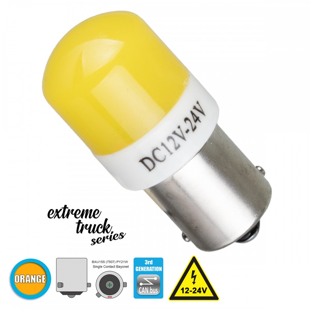 GloboStar® 81267 Λάμπα Αυτοκινήτου & Φορτηγού 7507 - BAU15S - PY21W 3rd Generation Can-Bus Extreme Truck Series LED 6 SMD 3030 3W 360lm 360° DC 12-24V IP20 Πορτοκαλί - 81267 GloboStar® 81267 Λάμπα Αυτοκινήτου & Φορτηγού 7507 - BAU15S - PY21W 3rd Generation Can-Bus Extreme Truck Series LED 6 SMD 3030 3W 360lm 360° DC 12-24V IP20 Πορτοκαλί - 81267