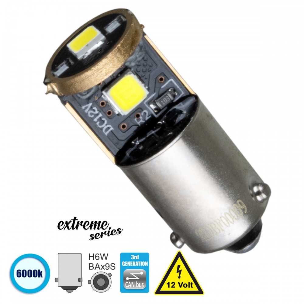 GloboStar® 81296 Λάμπα Αυτοκίνητου BAx9S - H6W 3rd Generation Can-Bus Extreme Series LED 3 SMD 3030 3W 450lm 360° DC 12V IP20 Ψυχρό Λευκό 6000K - 81296 GloboStar® 81296 Λάμπα Αυτοκίνητου BAx9S - H6W 3rd Generation Can-Bus Extreme Series LED 3 SMD 3030 3W 450lm 360° DC 12V IP20 Ψυχρό Λευκό 6000K - 81296