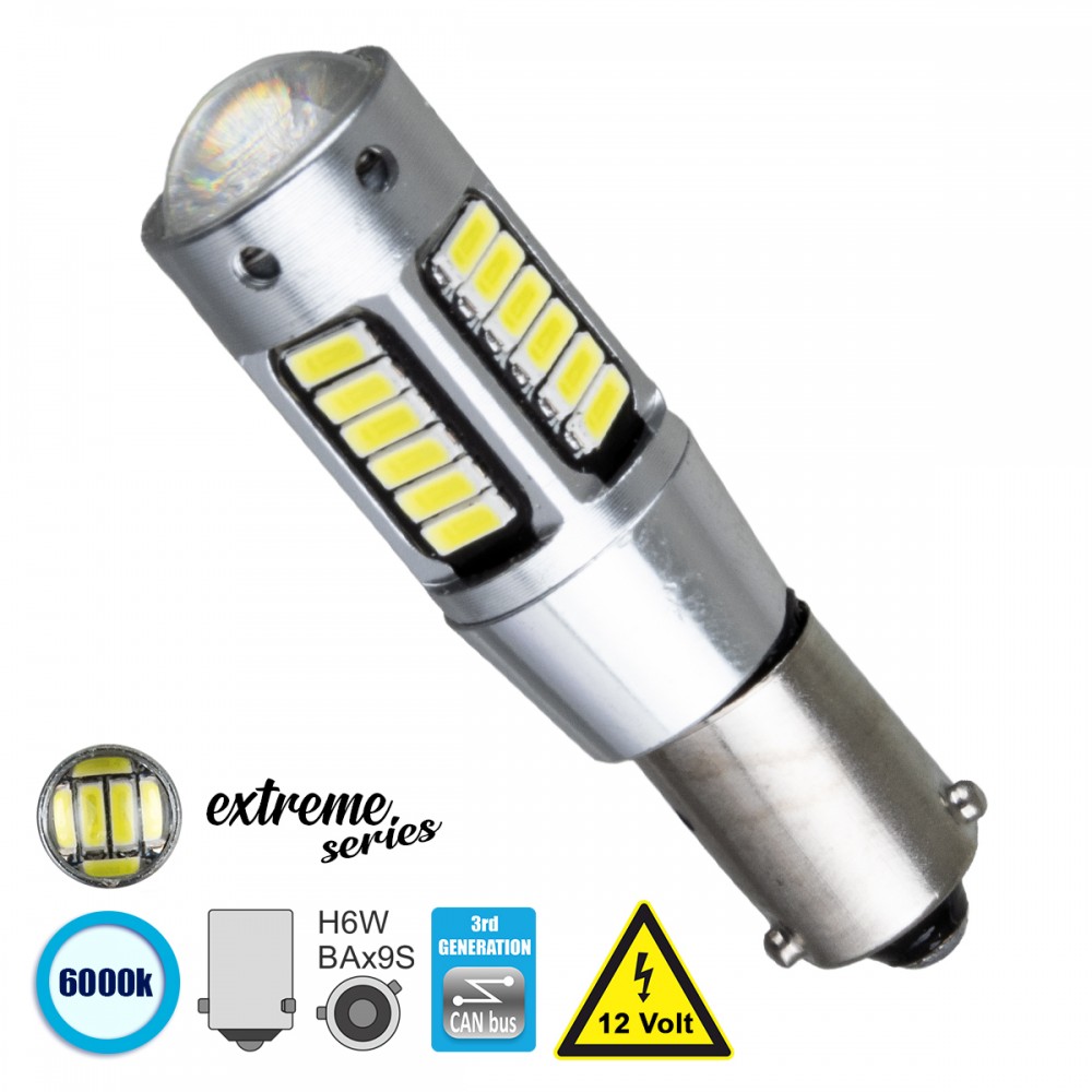GloboStar® 81299 Λάμπα Αυτοκίνητου BAx9S - H6W 3rd Generation Can-Bus Extreme Series LED 30 SMD 4014 6W 900lm 360° DC 12V IP20 Ψυχρό Λευκό 6000K - 81299 GloboStar® 81299 Λάμπα Αυτοκίνητου BAx9S - H6W 3rd Generation Can-Bus Extreme Series LED 30 SMD 4014 6W 900lm 360° DC 12V IP20 Ψυχρό Λευκό 6000K - 81299