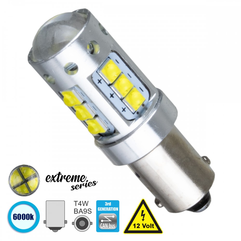 GloboStar® 81295 Λάμπα Αυτοκίνητου BA9S - T4W 3rd Generation Can-Bus Extreme Series LED 16 CREE XBD 15W 2115lm 360° DC 12V IP20 Ψυχρό Λευκό 6000K - 81295 GloboStar® 81295 Λάμπα Αυτοκίνητου BA9S - T4W 3rd Generation Can-Bus Extreme Series LED 16 CREE XBD 15W 2115lm 360° DC 12V IP20 Ψυχρό Λευκό 6000K - 81295