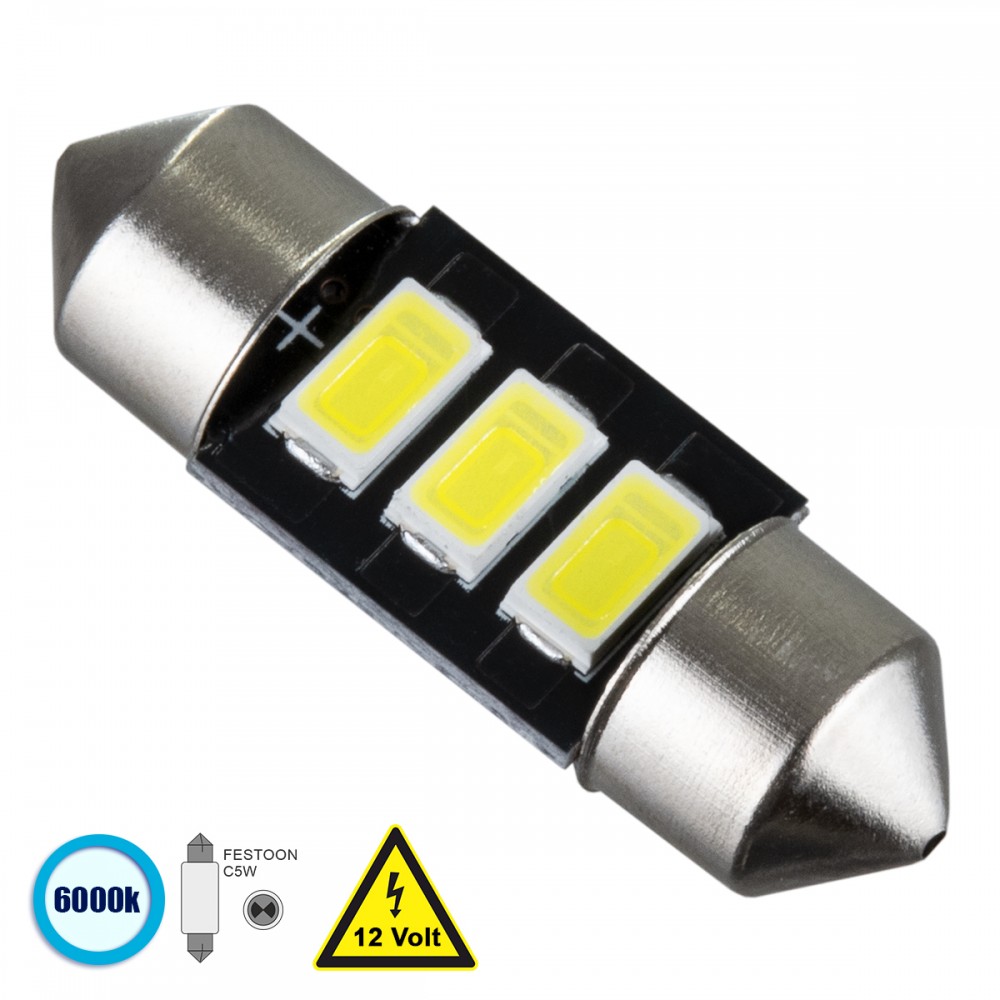 GloboStar® 81301 Λάμπα Αυτοκίνητου 31mm FESTOON - C5W LED 3 SMD 5630 1.5W 225lm 120° DC 12V IP20 Ψυχρό Λευκό 6000K - 81301 GloboStar® 81301 Λάμπα Αυτοκίνητου 31mm FESTOON - C5W LED 3 SMD 5630 1.5W 225lm 120° DC 12V IP20 Ψυχρό Λευκό 6000K - 81301