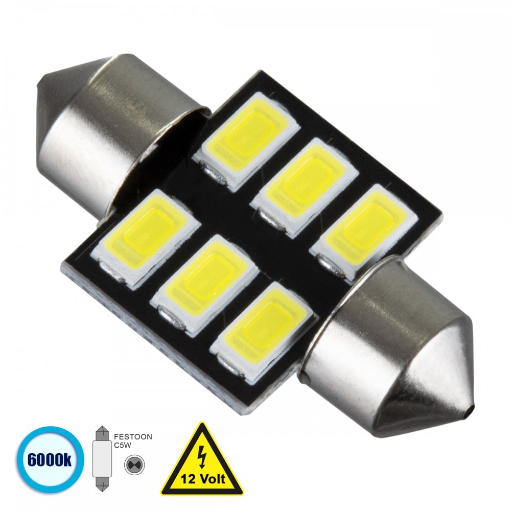 GloboStar® 81305 Λάμπα Αυτοκίνητου 31mm FESTOON - C5W LED 6 SMD 5630 3W 450lm 120° DC 12V IP20 Ψυχρό Λευκό 6000K - 81305 GloboStar® 81305 Λάμπα Αυτοκίνητου 31mm FESTOON - C5W LED 6 SMD 5630 3W 450lm 120° DC 12V IP20 Ψυχρό Λευκό 6000K - 81305